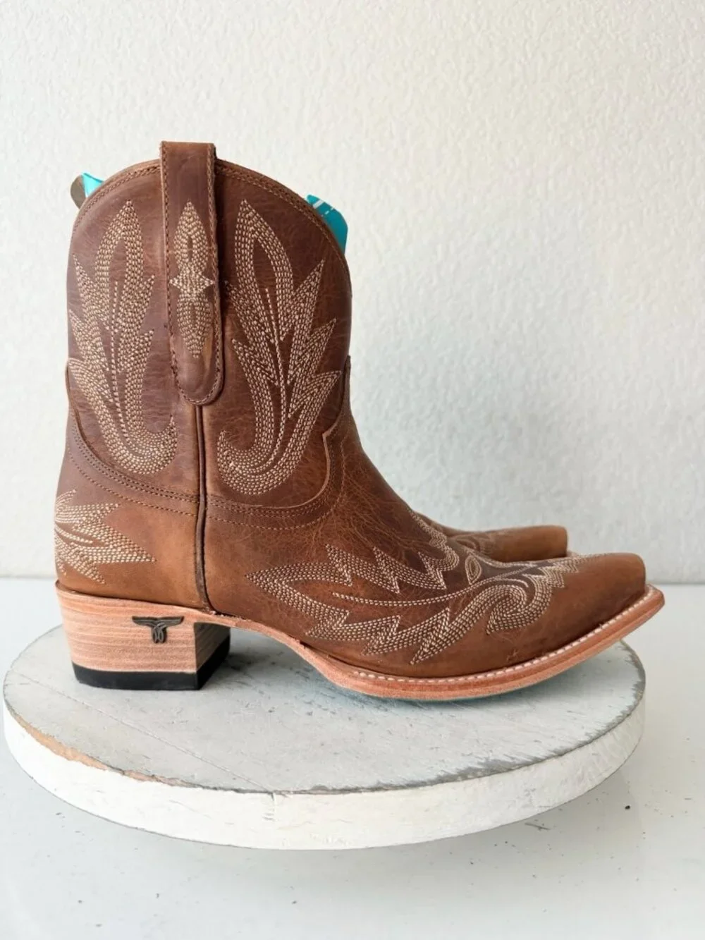 Lane Boots LEXINGTON Brown Cowboy Bootie Womens 8 Western Cowgirl Short Snip Toe